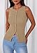 PRETTYGARDEN Women's Ribbed Tank Tops Summer 2025 Open Front Button Down Sleeveless Shirts Going Out Spring Fashion Vest Tops(Camel,Small)