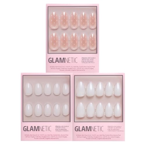 Glamnetic Press-On Nails Bundle - Sugar Glazed, Clean Girl &