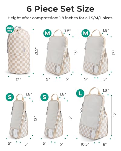 Image of BAGSMART 6 Set Compression Packing Cubes for Travel, Lightweight Luggage Organizer Bags, Durable Space Saver Bags Travel Essentials