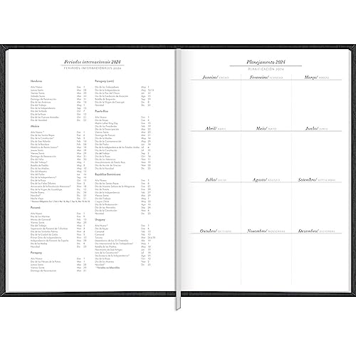 Tilibra - Agenda Executiva Costurada Diária 13,4 x 19,2 cm Torino 2024 - Capa Preta