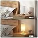 Fenmzee Small Table Lamp for Bedroom - Inline Control, Bedside Lamp with 3000K A15 LED Blub, Easy Assembly (Cream Shade - Wood Base, 9