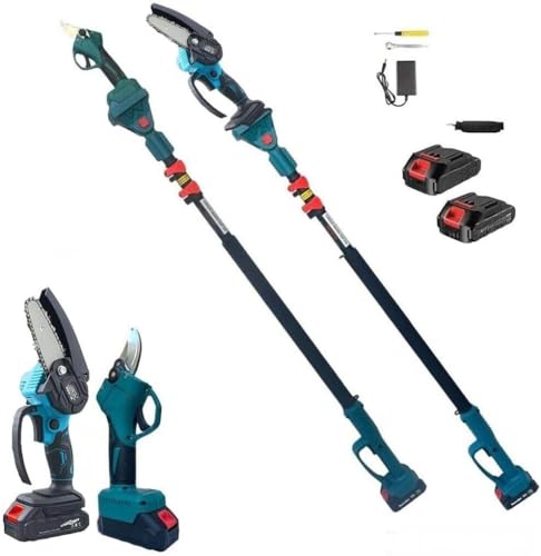Kit Potatura Mini Motosega Forbice Cesoia a Batteria con Asta Telescopica 200cm