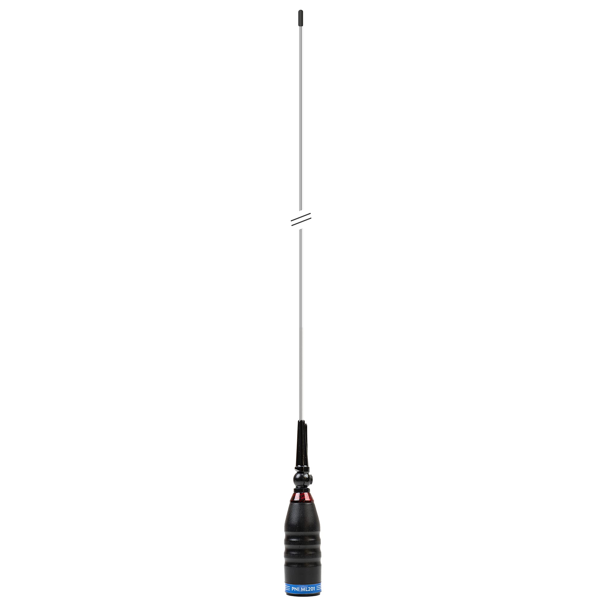 Antena CB PNI ML201 Negro, Longitud 201 cm, 26-28 MHz, 1200 W con inclinación de 90 Grados