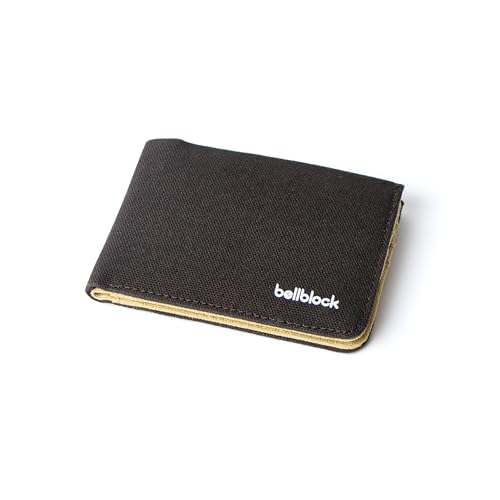 Image of Bellblock Slim Sleeve Canvas Wallet for Men /Women | Minimal Handcrafted Bifold Wallet | with Sim, Mobile Pin & Hidden Extra Card Slots | Mocha Black