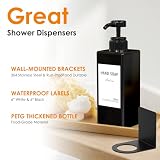 Anhow 3er PETG Seifenspender Wandbefestigung, 500ml Seifenspender Set Wand Ohne Bohren Kunststoff Spülmittelspender mit 16pcs Wasserdichten Etiketten für Küche/Badezimmer - Schwarz