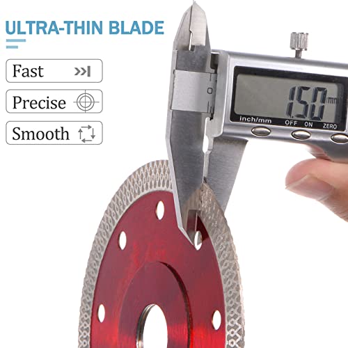 Harfington 5Pcs 4.5" Diamond Saw Blade Thin Cutting Wheel With X-Teeth Edge For Cutting Ceramic, Porcelain Tiles, Brick, And Concrete, 7/8" Arbor, Red #TOP2