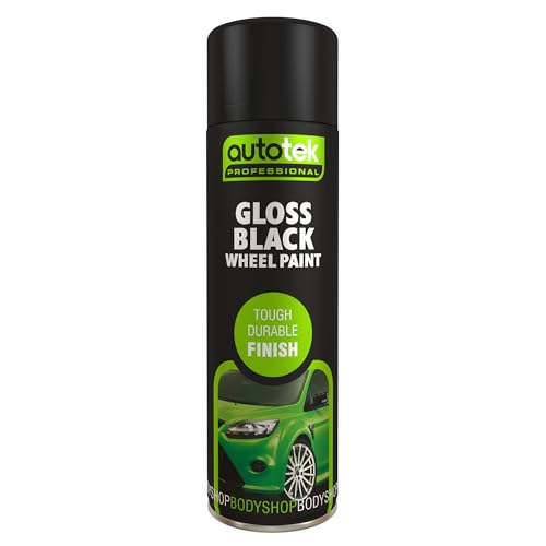 Autotek Professional Tough Durable Finish Spray Paint Gloss Black Wheel Paint 500 ml