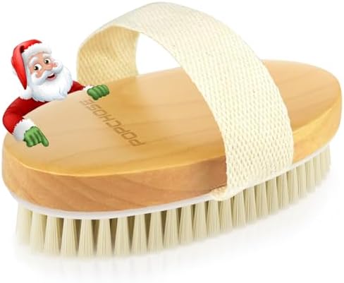 POPCHOSE Dry Brushing Body Brush, Natural Bristle Dry Skin Exfoli...