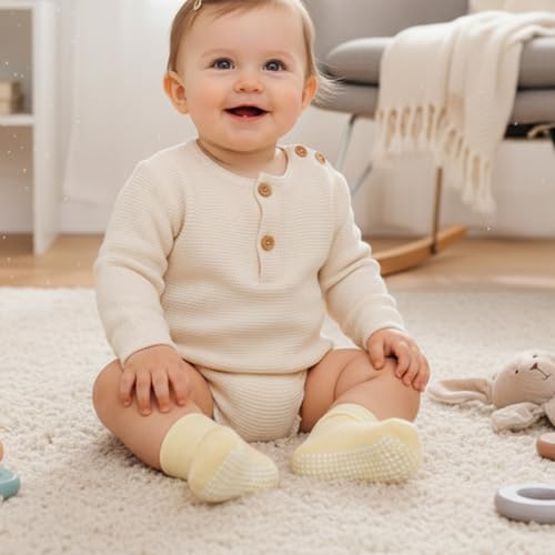 Image of MOMISY Baby Girl Boys children Non Slip Socks Toddlers Infant Warm Cotton Stretch Anti skid Socks-6 Pairs