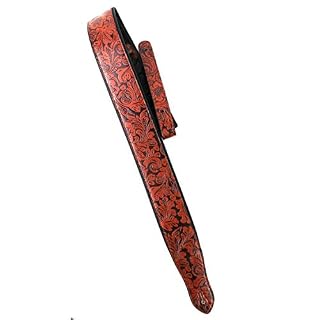 Walker And Williams G-970 Sangle en relief avec gant rembourré Marron bourbon Motif floral - Les Beatles, Paul McCartney, John Lennon, RIngo Starr, George Harrison Walker And Williams G-970 Sangle en relief avec gant rembourré Marron bourbon Motif floral – Image 5