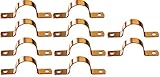 EZ-FLUID (10pcs) 1/2' Genuine Real Copper Pipe Strap Clamp Hanger with Two Holes, Plain Surface, Real Copper LF Pressure Pipe Fitting for Residential, Commercial