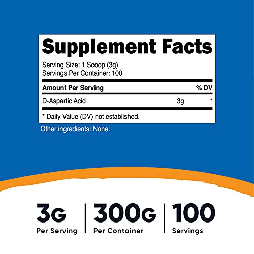 Nutricost D-Aspartic Acid (Daa) Powder 300G - Pure D Aspartic Acid #TOP1