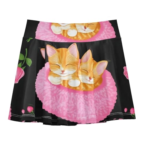 Neon Athletic Shorts Girls Skorts Tennis Skirts Toddler Butterfly Cute Orange Kittens Flowers 4t