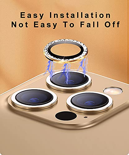 GIOPUEY Camera Protector for iPhone 13 Pro Max, Bling Crystal Diamond Camera Protection Ring, 9H HD tempered glass - Image 2