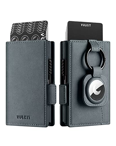 Image of VULKIT Card Holder Wallet with Airtag Holder & ID Window Pop Up Leather Wallet RFID Blocking Magnetic Closure for Men