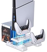 HEATFUN PS5 Slim Charging Station, PS5 Slim Stand with Cooling Station and Controller Charging St...
