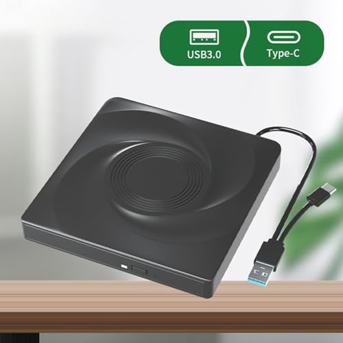 Lecteur de DVD externe USB 3.0 USB C ROM enregistreur mobile pour ordinateur PC de bureau Windows