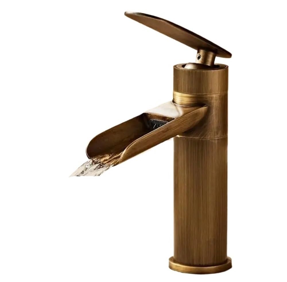 Robinet de lavabo cascade noir mitigeur salle de bains eau chaude et froide en laiton