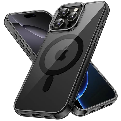 Image of JETech Magnetic Cover Case for iPhone 16 Pro Max 6.9-Inch Compatible with MagSafe, Shockproof Phone Bumper Cover, Anti-Scratch Clear Back (Black)