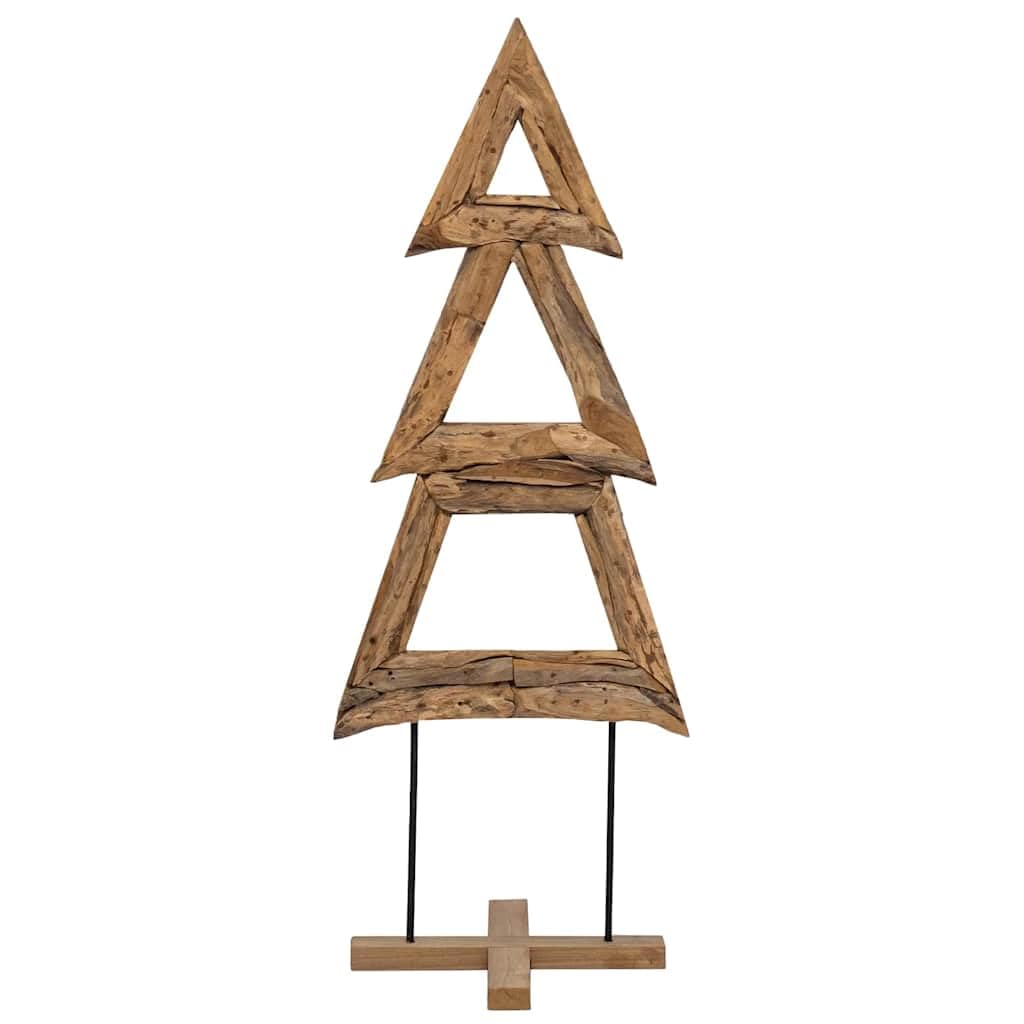 Árbol de Navidad de madera maciza de teca, 90 cm, color marrón