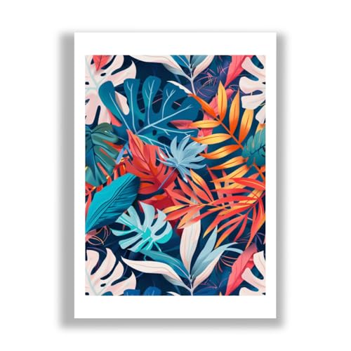 Feuillage multicolore Midnight Tropics : Sublimez Votre Salon avec une Déco Tropicale Marine