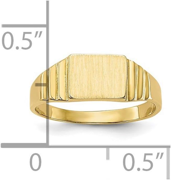 JewelryWeb 10k Solid Yellow Gold Satin Rectangular Signet Ring Size 2.25 Ring - Image 2