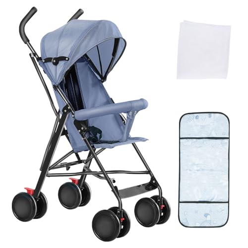 OHMG Silla de Paseo,Carrito bebé,Cochecito bebé,Ligera y manejable,Suspensión,Cinturón de 5 puntos,Reposapiés, Ajustable,Carga máxima de 25 kg,Capota Extensible y Plegado Tipo Libro