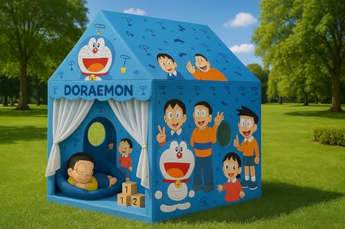 Image of XEMOX, Light Weight Kids Play Tent House - Fun, Foldable, and Durable for Indoor & Outdoor Toys for 3 to 10 Year Old Kids (DORAMOON)