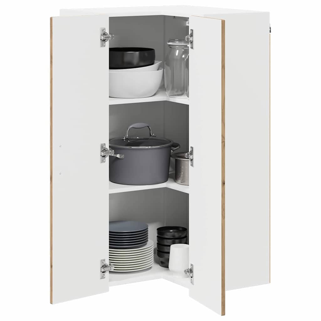 vidaXL Wall Corner Cabinet LUCCA Artisan Oak 57 x 57 x 100 cm, Modern Kitchen Solutions, Rectangular Wooden Panel, Durable Dishwasher Cover, Appliance Concealer, Space Saver Design — image 1