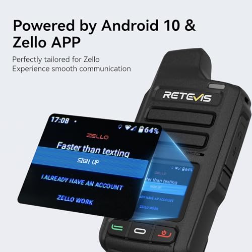 Retevis L71 4G Netzwerk Radio, Radio mit Unbegrenzter Reichweite und Typ-C, Unterstützt WLAN und Zello, 4000 mAh, PoC-Funkgeräte für Familienausflüge im Freien (1 Stück, Schwarz)