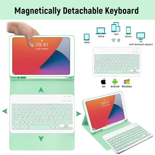 Keyboard Case for iPad 10.2 9th Generation(2021)- Case with Keyboard 10.2 inch,Detachable Wireless Keyboard Case with Pencil Holder - Image 3
