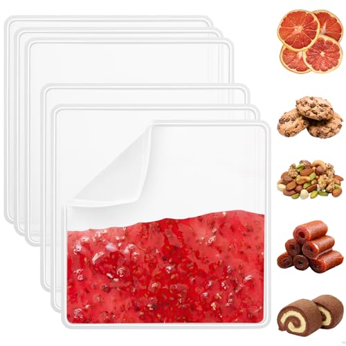 FAAYUCK 6Pcs Silicone Dehydrator Sheets (14x14 inch), Non-Stick Dehydrator Tray Liner with Edge for Food Freeze Dryer, Reusable Dryer Mats for Fruits, Vegetables, Meat, Yogurt