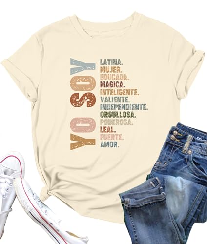 Hispanic Heritage Month Shirt Women: Yo Soy T Shirt Educated Latina Tshirts Mexican Gifts Tops