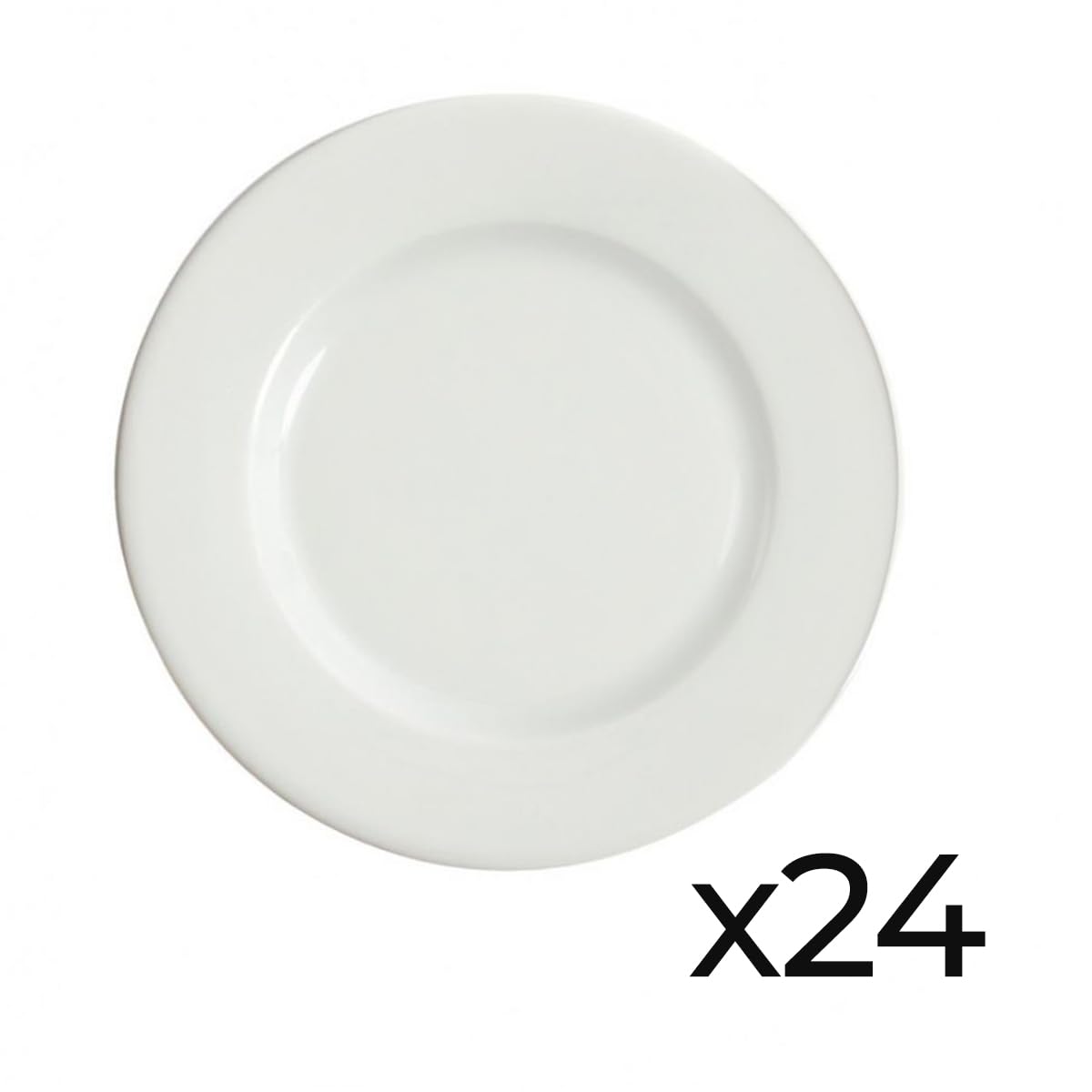 Lot de 24 assiettes pains RIA rondes, plat pour servir des tranches de pain, de baguette ou des petits pains en porcelaine blanc - diamètre 16 x hauteur 2 cm