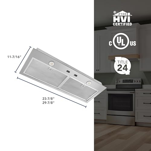 Image of Broan- NuTone PM400SS Custom Cabinet Built-in 3-Speed Power Pack Insert with LED Lighting and 450 Max Blower CFM, 21-Inch, Stainless Steel