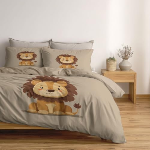 Housse de couette 200x200 lion beige pour créer un cocon de douceur dans la chambre d'enfant - 3