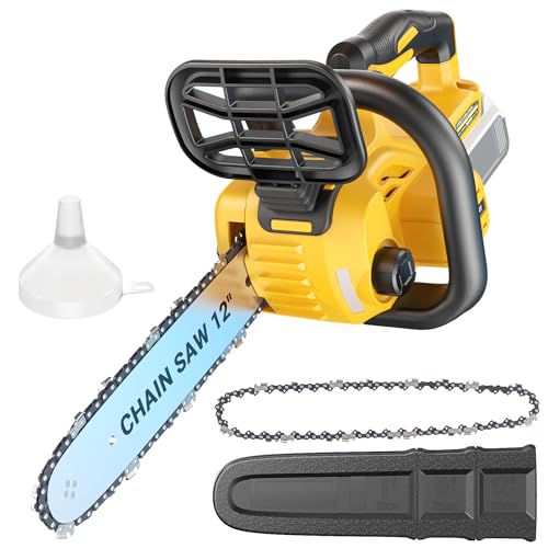 12' Cordless Chainsaw for Dewalt 20V Battery,1200W 21000 RPM,Brushless Electric Chainsaw Tool kit,with Auto Oiler & Security Lock for Cutting Wood Tree Trimmin(No Battery)