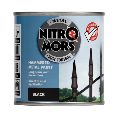Nitromors Hammered Metal Paint, Black, 250 ml UV Resistant Rust Protection for Doors Gates Furniture