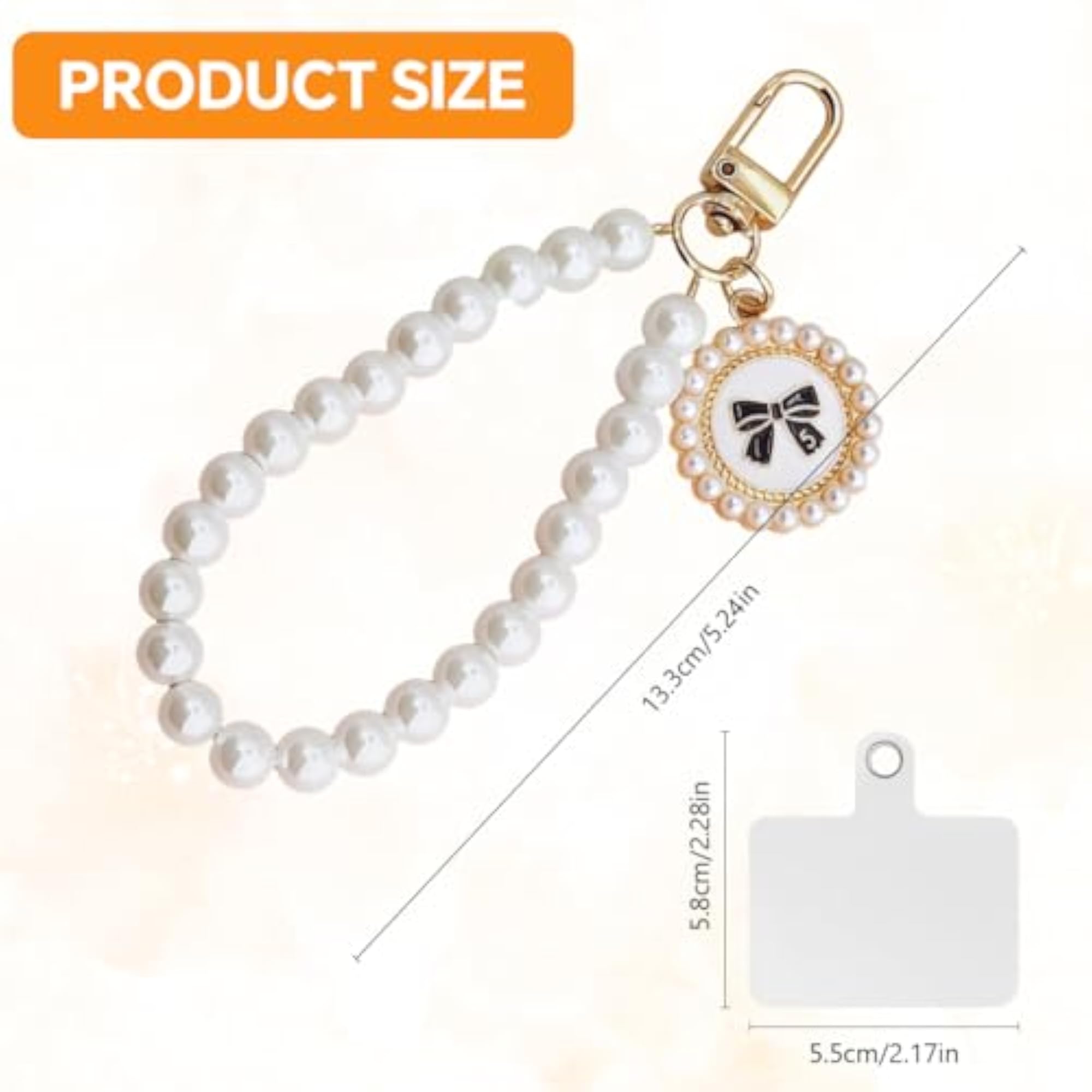 Universal Pearl Lanyard Keychain Phone Bag Charm