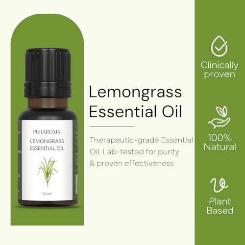 Image of Lemongrass Essential Oil 10ml | Pure & Therapeutic Grade | Fights Fungal Infections & Soothes Itchy Bites | Promotes Healthy Digestion | Reduces Stress & Calms the Mind | Natural Insect Repellent | Ideal for Diffuser & DIY Blends | Suitable for Children
