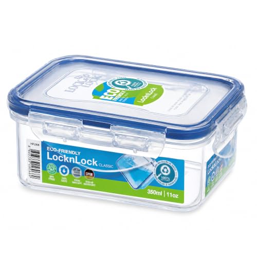 Image of LocknLock Classic Rectangular Plastic Airtight Food Storage Container With Leak Proof Lid, 350 Ml, 1 Piece, Transparent