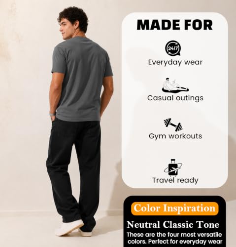 Image of Sleepynuts Men's Everyday Wear Crew Neck Regular Fit T-Shirt | Half Sleeve Solid Plain Casual T-Shirt for Men | Soft Breathable Fabric |