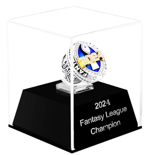 Fantasy Football Ring 2024| Heavy FFL Champion Ring | Gold Silver Tone Plated Award Trophy for Fantasy Football League Winner
