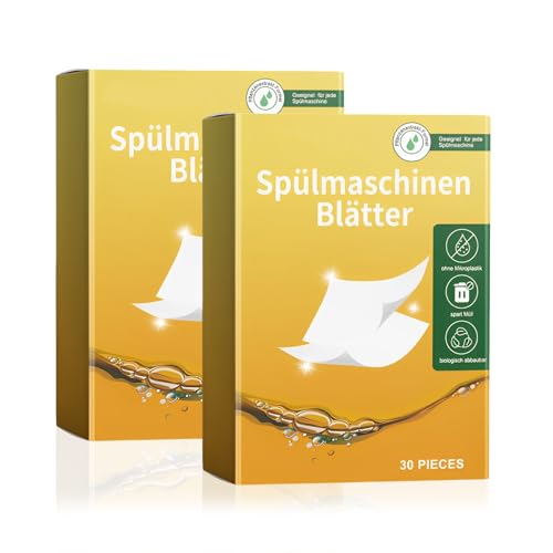 60 Stück Spülmaschinen Blätter, Spülmittel Streifen Natürlich, Spülmaschine Blätter Bio, Stark Reinigendes, Plastikfreies