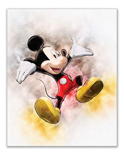 Bigwigprints Mickey Mouse Original Watercolor Prints Set Of 6 Wall Art Prints For Kids Room Wall Decor (8 X 10 Inch) Minnie Donald Daisy Duck Pluto Goofy thumb #2