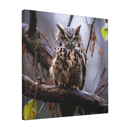Toile murale hibou sur une branche pour embellir un mur vide