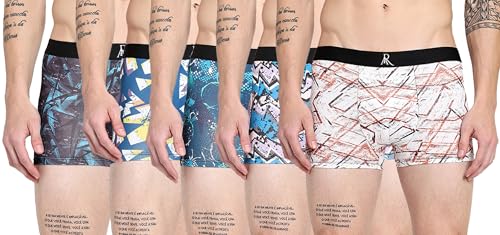 Image of 5Mayi Mayi Men's Stylish Printed Boxer Shorts - Pack of 5 | Stretchable, Breathable, and Ultra-Soft Innerwear for Everyday Comfort White (in, Numeric, 85, Regular, 2, Multi)