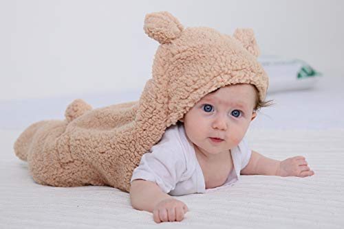 XMWEALTHY Cute Newborn Baby Boys Girls Blankets Plush Swaddle Blankets Brown - Thumbnail 2