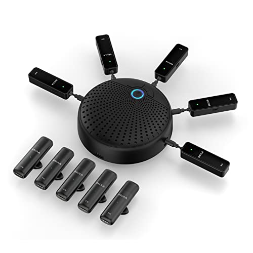 BALILA会議用マイクスピーカーCM-100送信機5台+受信機5台スピーカーフォン無指向性 音声ピックアップ USB-Cワイヤレス会議スピーカー Zoom Skype オンラインクラス マルチプレイヤーライブなど対応 ノイズキャンセリング VoiceAI技術web会議スピーカー オンライン会議 テレワーク 在宅 ウェブ会議 ビデオ会議 PCマイク 全指向性集音マイク