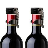 JinRuiCPeng 2 Pièces Bouchon Champagne, Bouchon à Champagne et Vin Réutilisable en Acier Inoxydable, Bouchon Hermétique Anti Fuite pour Bouteilles de Vin, Sekt, Conservation Fraîcheur et Bulles